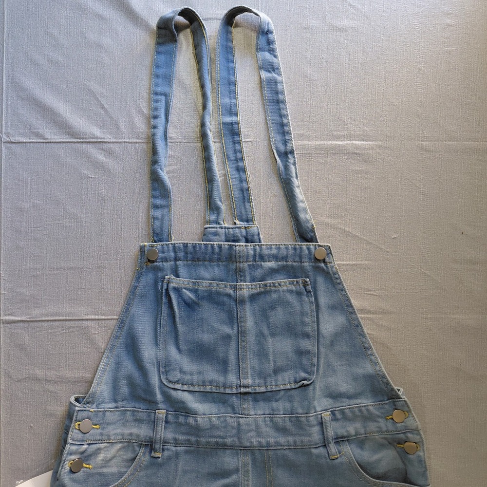 JK Miles Bibbed Denim Overalls XL Distressed Full Length Tapered Leg Adjustable